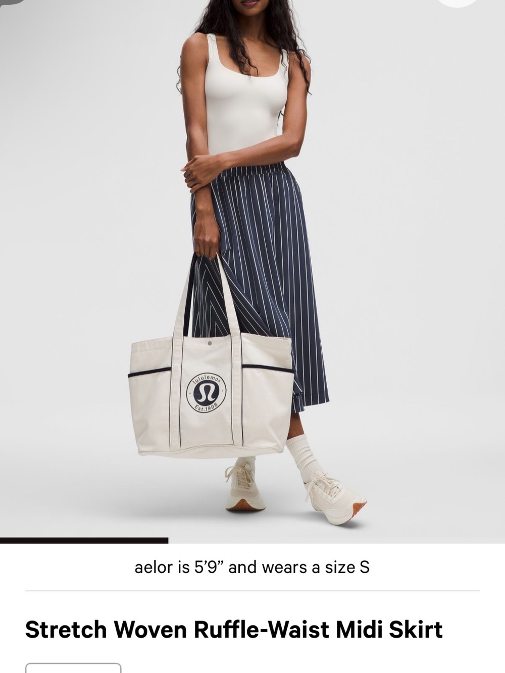 Lululemon Stretch Woven Ruffle-Waist Midi Skirt.